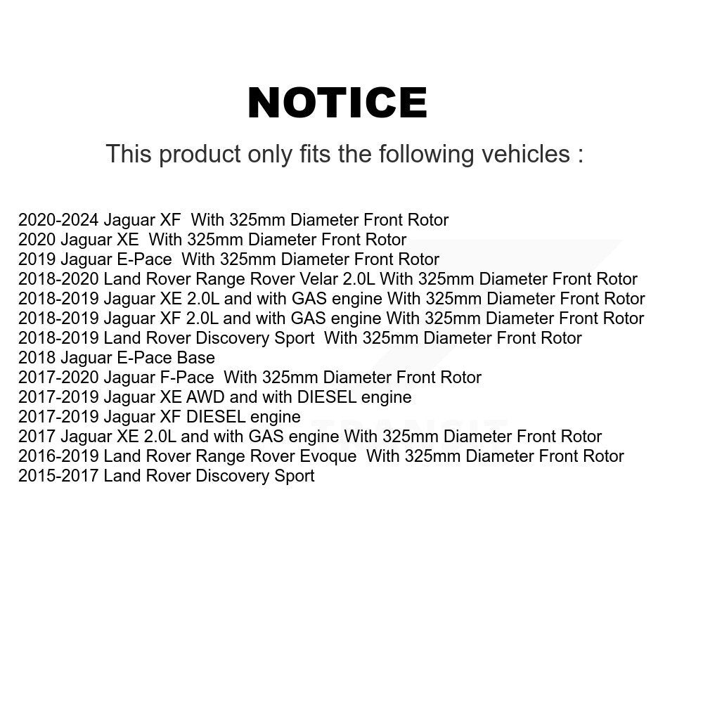 Plaquettes de frein à disque avant à faible teneur en métal pour Land Rover Jaguar F-Pace Discovery Sport