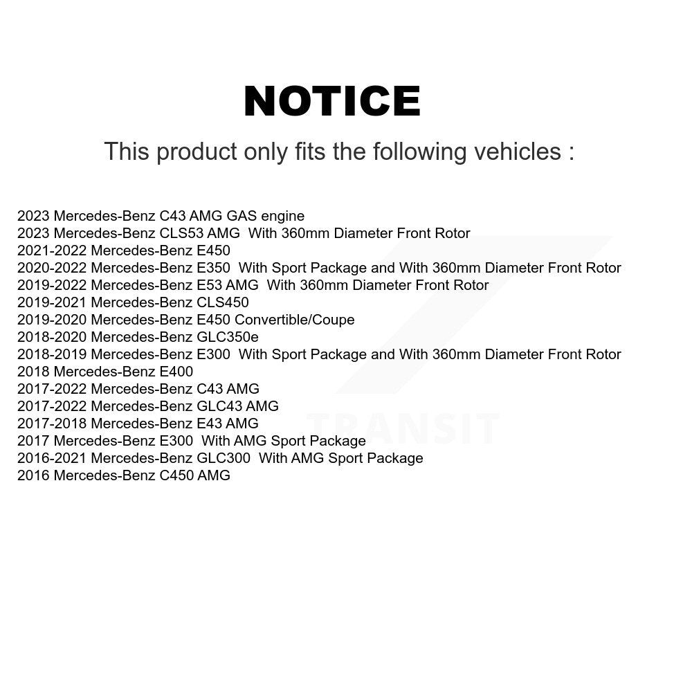 Plaquettes de frein à disque à faible teneur en métal pour Mercedes-Benz GLC300 C43 AMG GLC43 E450
