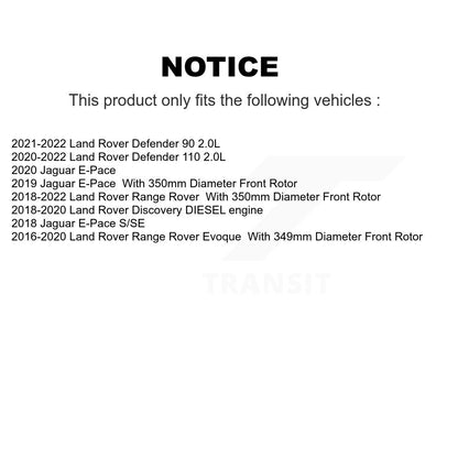 Plaquettes de frein à disque avant à faible teneur en métal pour Land Rover Range Evoque Defender 110 90