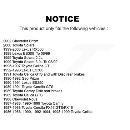 Plaquettes de frein à disque arrière en céramique, pour Toyota Camry Lexus RX300 ES300 Solara Celica