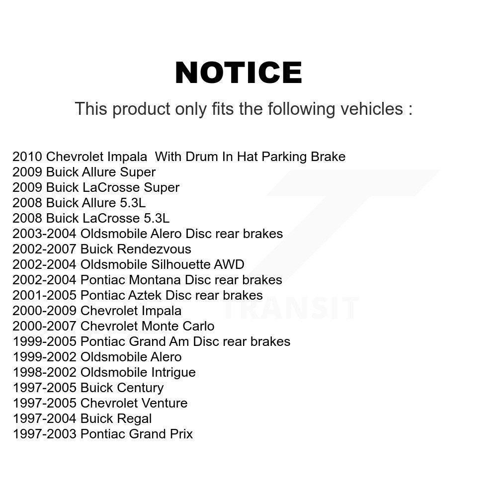 Plaquettes de frein à disque arrière en céramique, pour Chevrolet Impala Buick Pontiac Grand Am Centur