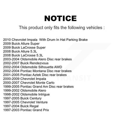 Plaquettes de frein à disque arrière en céramique, pour Chevrolet Impala Buick Pontiac Grand Am Centur