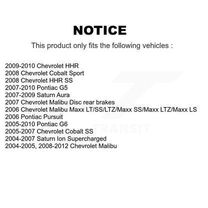 Plaquettes de frein à disque semi-métalliques arrière, pour Chevrolet Malibu Pontiac Cobalt G5 G6 Io