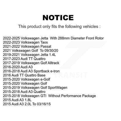 Plaquettes de frein à disque semi-métalliques avant, pour Volkswagen Jetta Golf SportWagen Taos A