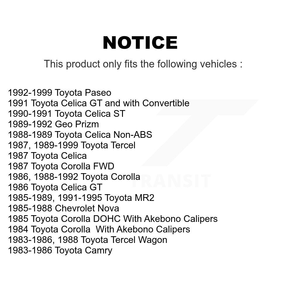 Plaquettes de frein à disque semi-métalliques avant, pour Toyota Tercel Corolla MR2 Celica Paseo
