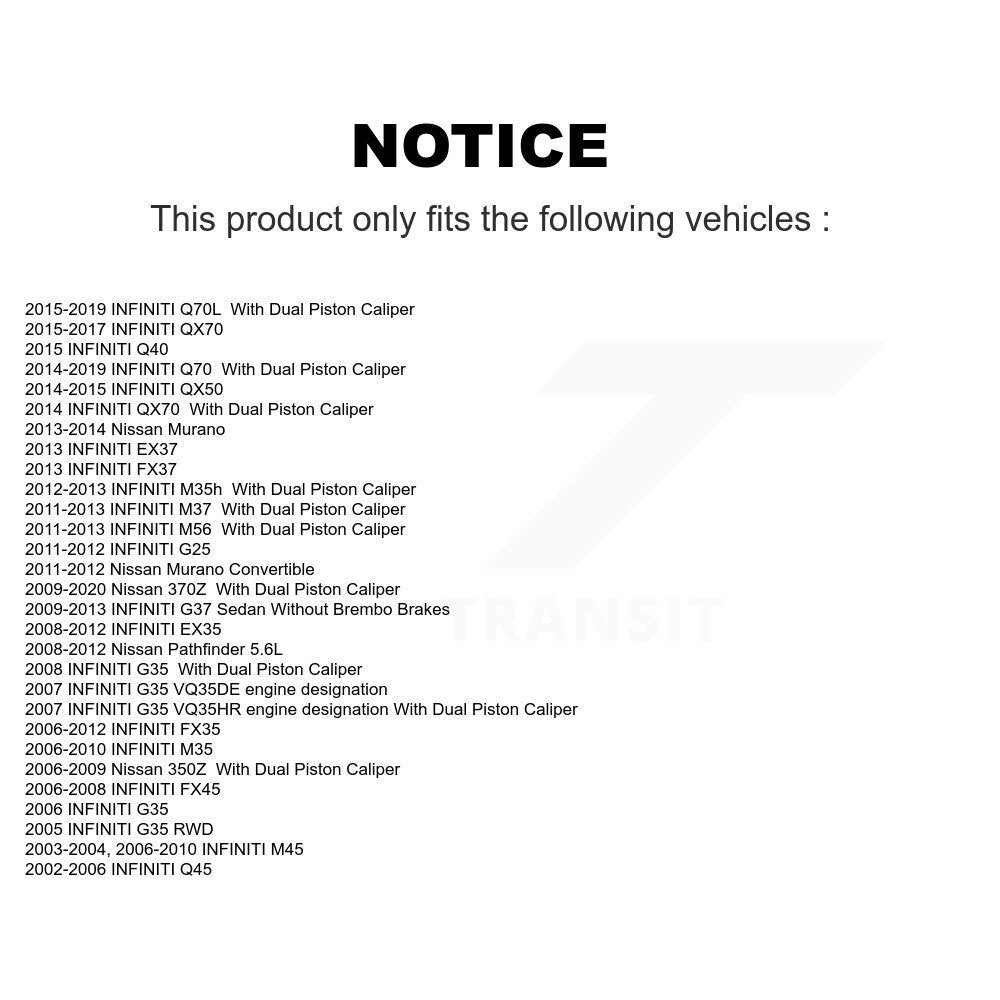 Plaquettes de frein à disque semi-métalliques avant, pour INFINITI Nissan Murano G37 G35 EX35 370