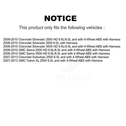 Capteur de vitesse de roue avant ABS, pour Chevrolet GMC Sierra 2500 HD Silverado 3500 XL