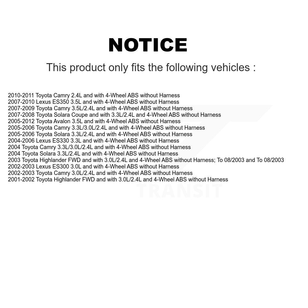 Capteur de vitesse de roue ABS arrière, pour Toyota Camry Lexus ES350 Highlander Solara ES33