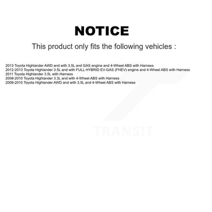 Capteur de vitesse de roue ABS arrière gauche pour Toyota Highlander avec harnais SEN-2ABS031