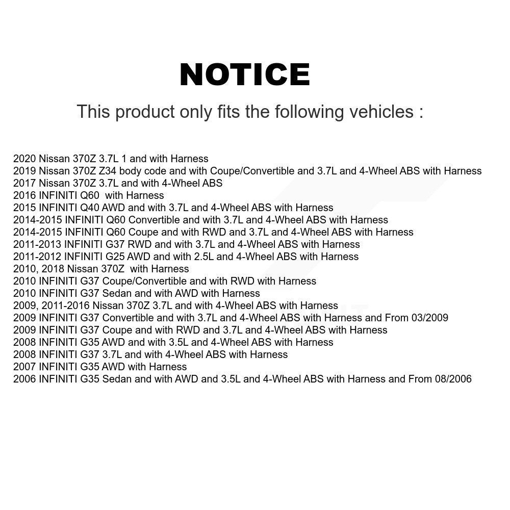 Capteur de vitesse de roue ABS avant, pour INFINITI G37 G35 Nissan 370Z G25 Q60 Q40