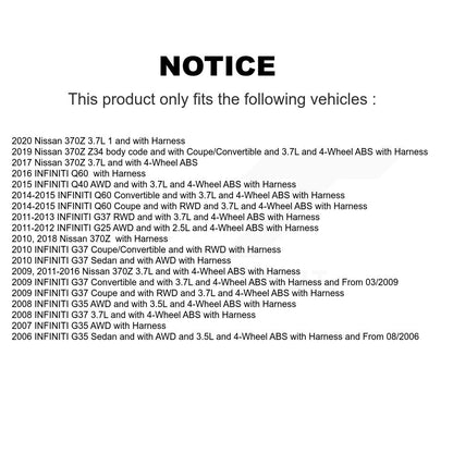 Capteur de vitesse de roue ABS avant, pour INFINITI G37 G35 Nissan 370Z G25 Q60 Q40