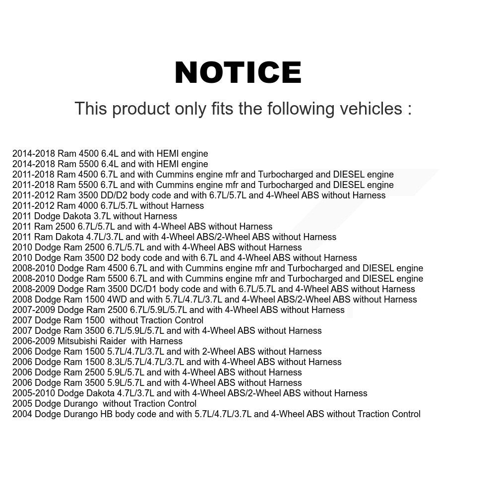 Capteur de vitesse de roue arrière ABS, pour Dodge Ram 1500 3500 2500 Dakota Durango Raider