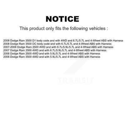 Capteur de vitesse de roue avant ABS pour Dodge Ram 3500 2500 avec harnais SEN-2ABS0343