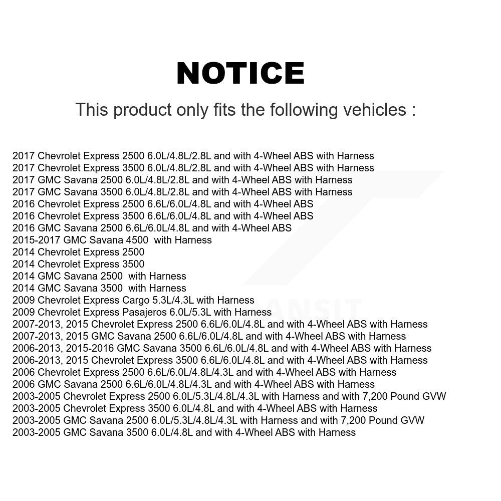 Capteur de vitesse de roue avant ABS, pour GMC Chevrolet Savana 2500 Express 3500 4500