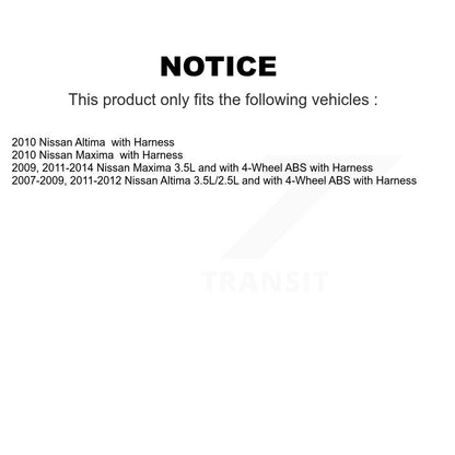 Capteur de vitesse de roue ABS avant pour Nissan Altima Maxima avec harnais SEN-2ABS0458