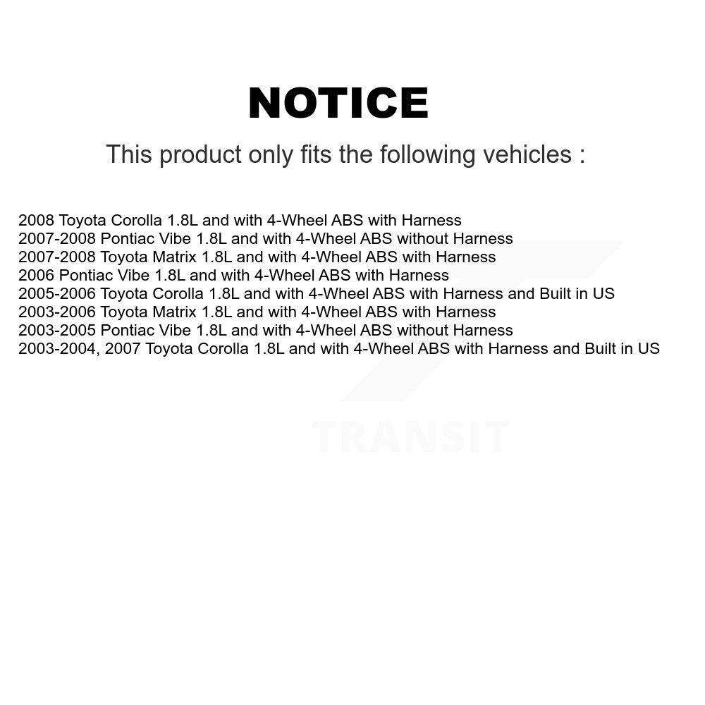 Capteur de vitesse de roue ABS avant droit, pour Toyota Corolla Matrix Pontiac Vibe