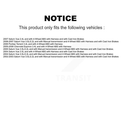 Capteur de vitesse de roue avant ABS, pour Saturn Vue Chevrolet Equinox Pontiac Torrent