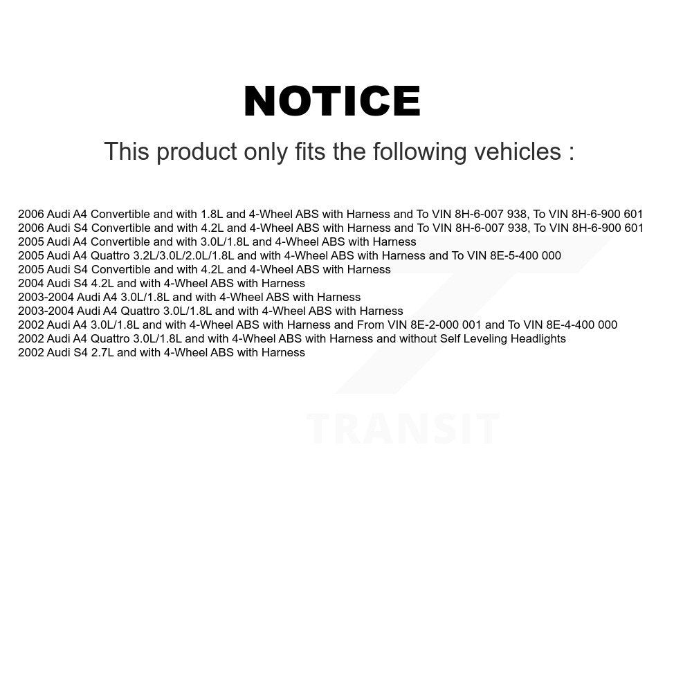 Capteur de vitesse de roue ABS arrière droit pour Audi A4 Quattro S4 SEN-2ABS0625
