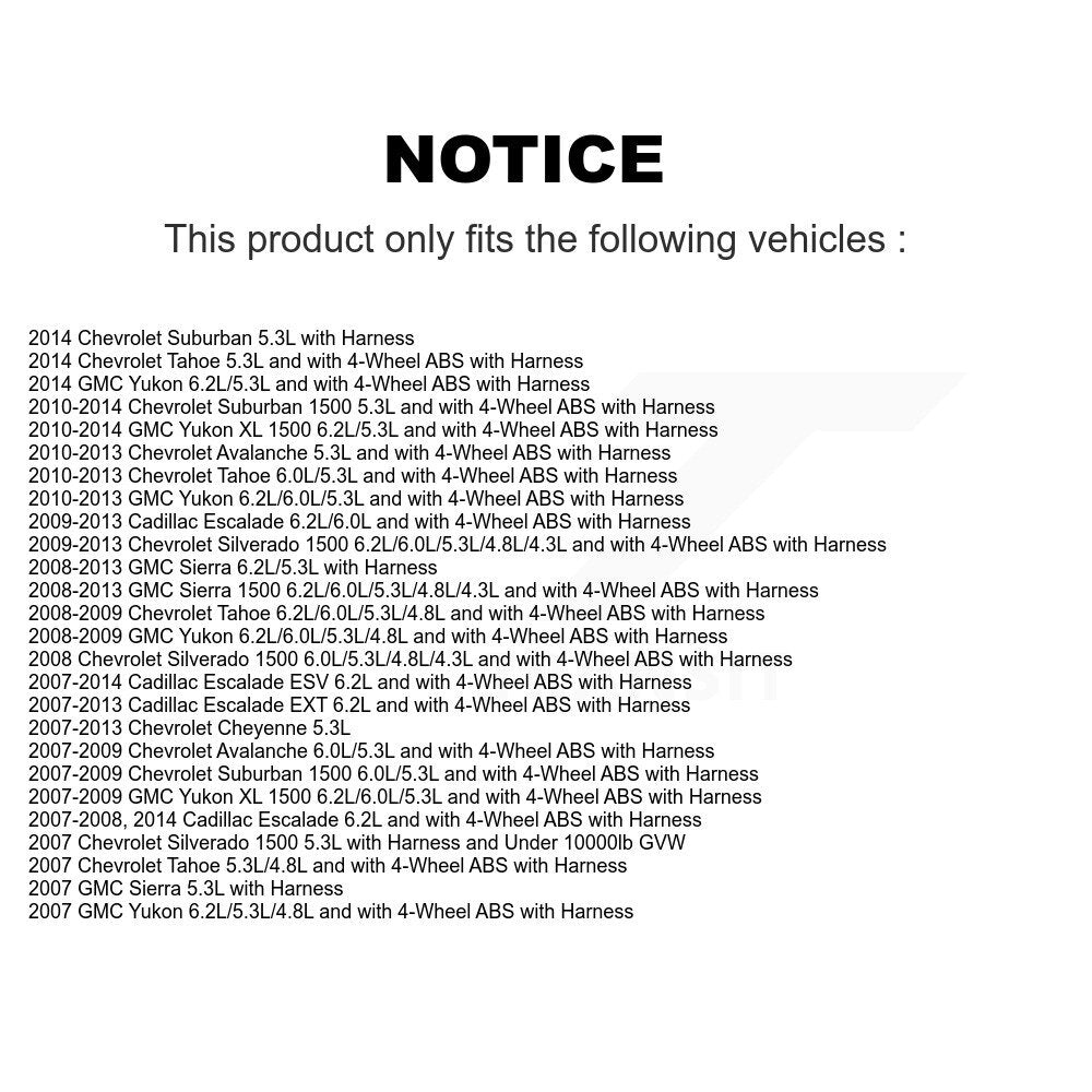 Capteur de vitesse de roue ABS avant, pour Chevrolet GMC Silverado 1500 Sierra Avalanche