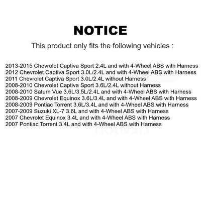 Capteur de vitesse de roue avant ABS, pour Chevrolet Equinox Pontiac Torrent Saturn Vue