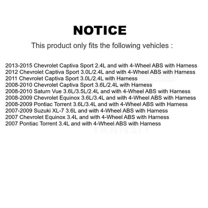 Capteur de vitesse de roue ABS arrière, pour Chevrolet Equinox Pontiac Torrent Saturn Vue