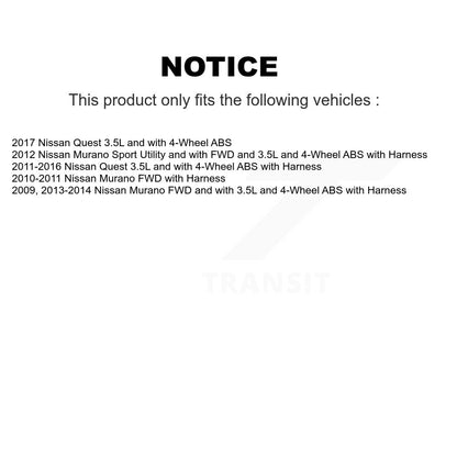 Capteur de vitesse de roue ABS arrière pour Nissan Murano Quest SEN-2ABS0855