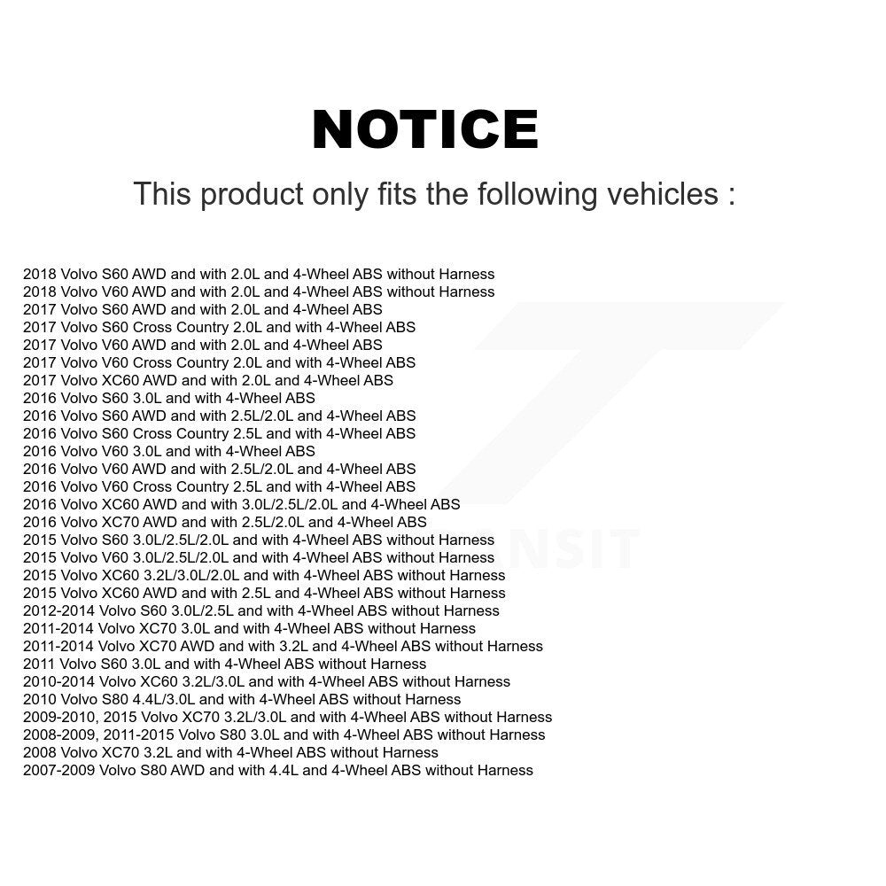 Capteur de vitesse de roue ABS arrière, pour Volvo XC60 XC70 S60 V60 S80 Cross Country
