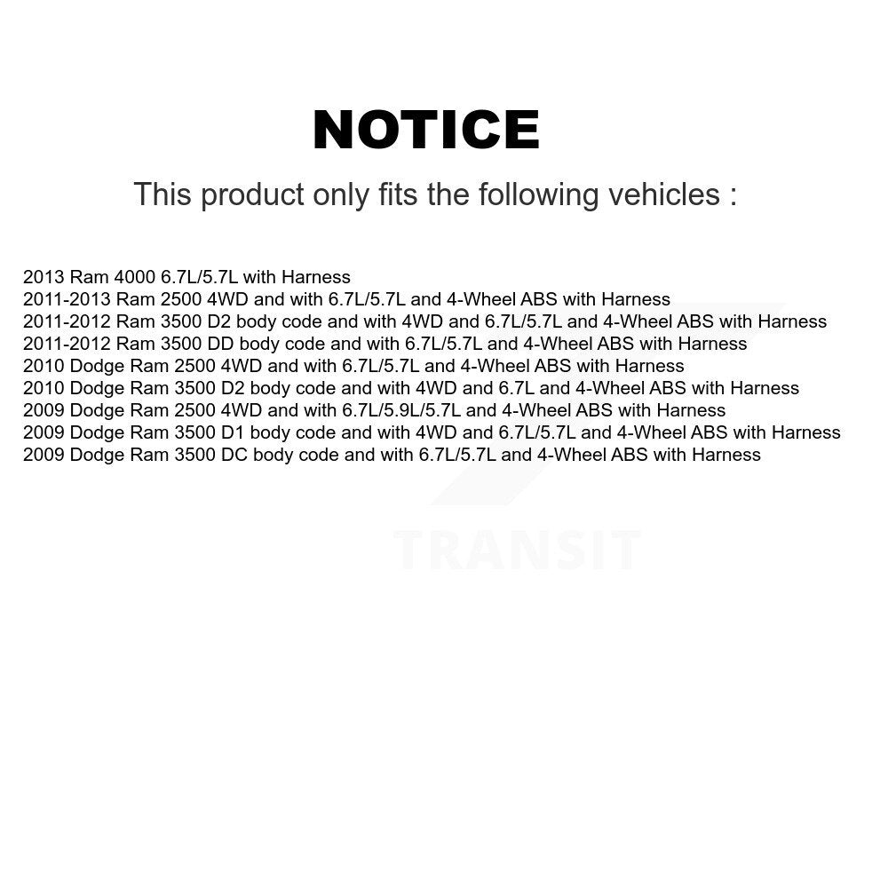 Capteur de vitesse de roue avant ABS, pour Ram 3500 2500 Dodge 4000 avec harnais