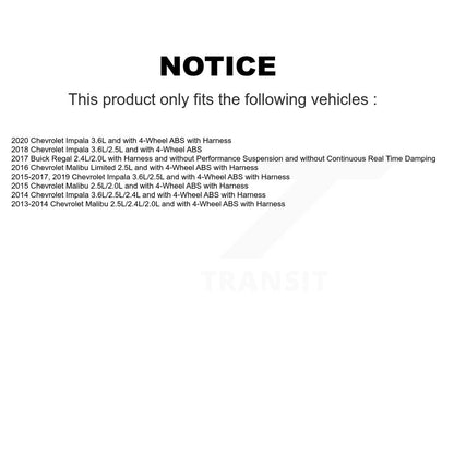 Capteur de vitesse de roue avant ABS, pour Chevrolet Malibu Impala Limited Buick Regal