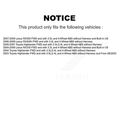 Capteur de vitesse de roue ABS arrière, pour Lexus RX350 Toyota Highlander RX330 RX400h