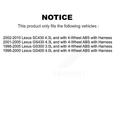 Capteur de vitesse de roue ABS avant gauche, pour Lexus SC430 GS300 GS400 GS430 avec Harnes