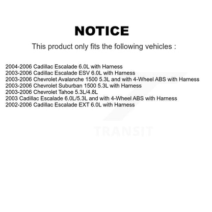 Capteur de vitesse de roue ABS arrière, pour Chevrolet Avalanche 1500 Cadillac Tahoe banlieue