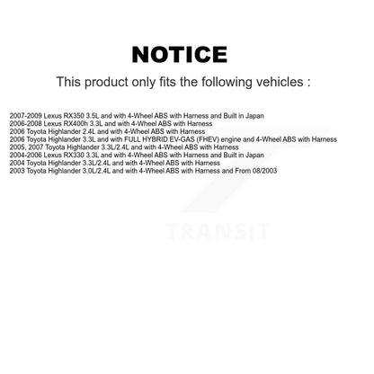 Capteur de vitesse de roue ABS avant droit, pour Lexus RX350 Toyota Highlander RX330