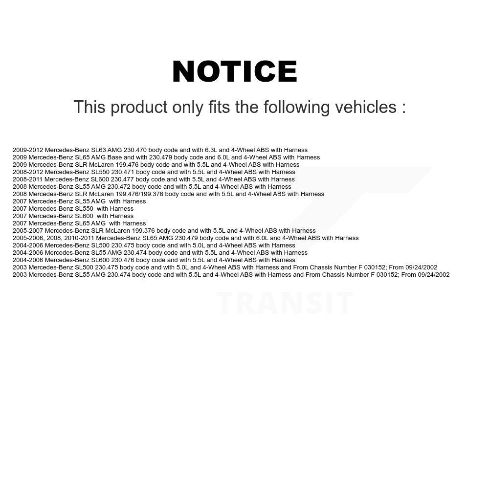Capteur de vitesse de roue ABS arrière, pour mercedes-benz SL500 SL550 SL55 AMG SL63 SL600