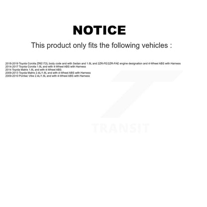 Capteur de vitesse de roue ABS avant gauche, pour Toyota Corolla Matrix Pontiac Vibe