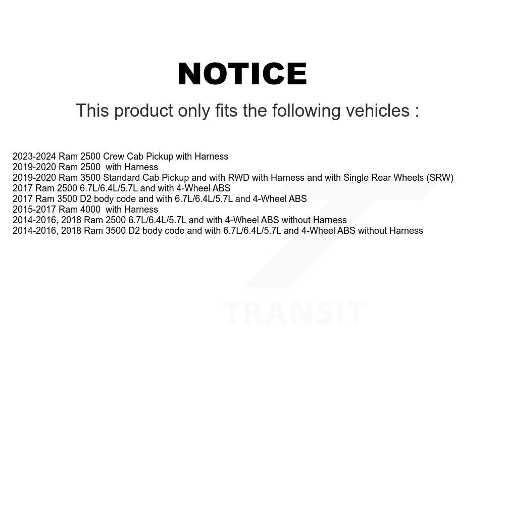 Capteur de vitesse de roue ABS arrière droit pour Ram 2500 3500 4000 SEN-2ABS3025
