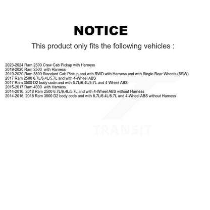 Capteur de vitesse de roue ABS arrière droit pour Ram 2500 3500 4000 SEN-2ABS3025
