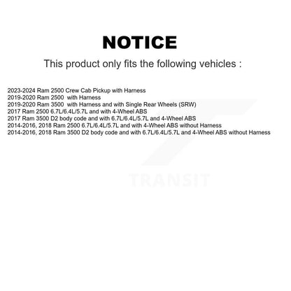 Capteur de vitesse de roue ABS arrière gauche pour Ram 2500 3500 SEN-2ABS3026