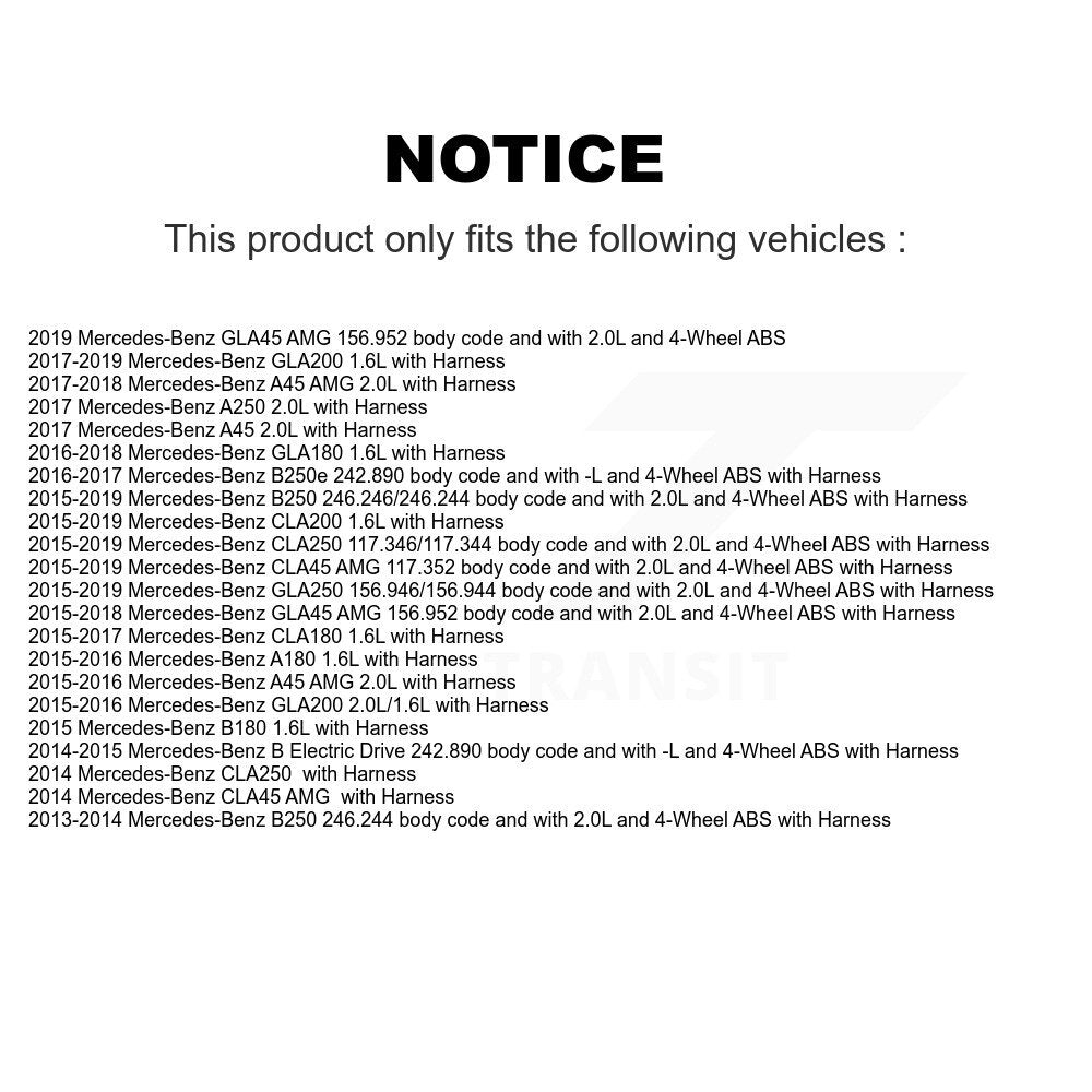 Capteur de vitesse de roue ABS arrière, pour mercedes-benz GLA250 CLA250 B250 CLA45 AMG GLA4