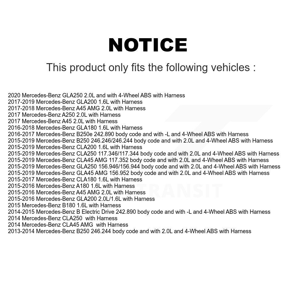Capteur de vitesse de roue ABS avant, pour mercedes-benz GLA250 CLA250 B250 CLA45 AMG B