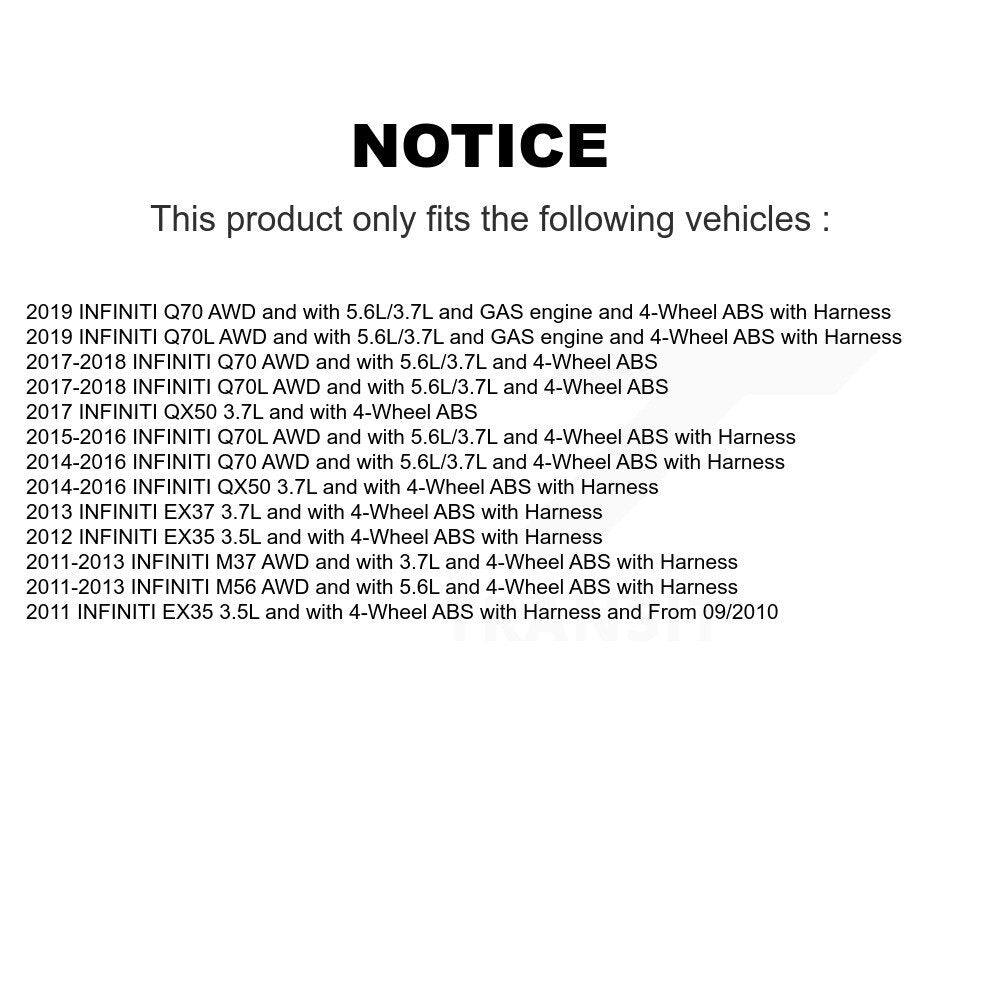 Capteur de vitesse de roue avant ABS, pour INFINITI QX50 EX35 EX37 M37 Q70 Q70L M56