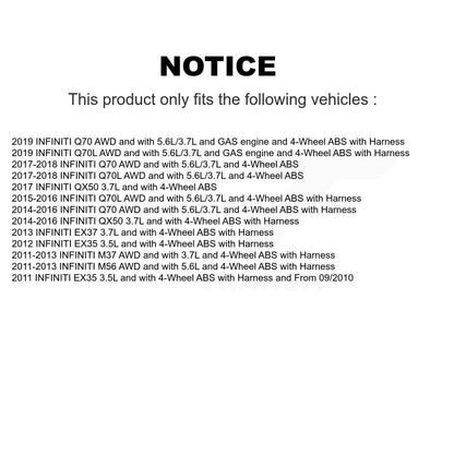 Capteur de vitesse de roue avant ABS, pour INFINITI QX50 EX35 EX37 M37 Q70 Q70L M56