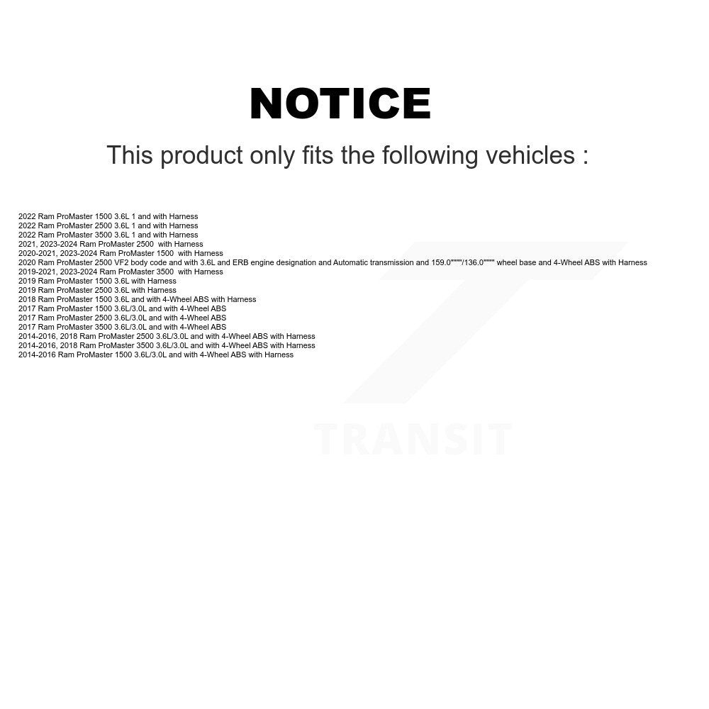 Capteur de vitesse de roue avant ABS, pour Ram ProMaster 2500 3500 1500 SEN-2ABS3118