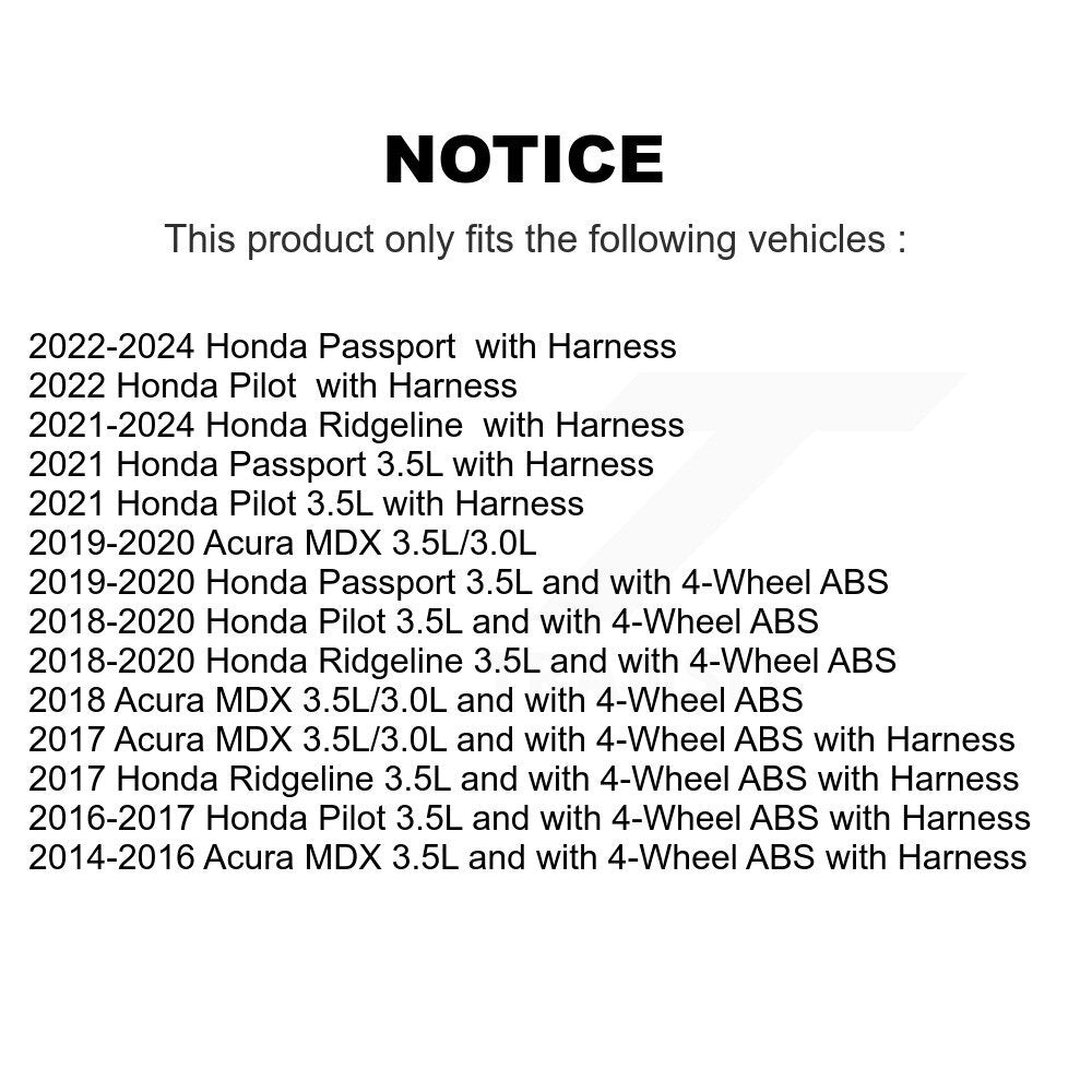 Capteur de vitesse de roue ABS avant gauche, pour Honda Pilot Acura MDX Ridgeline passeport