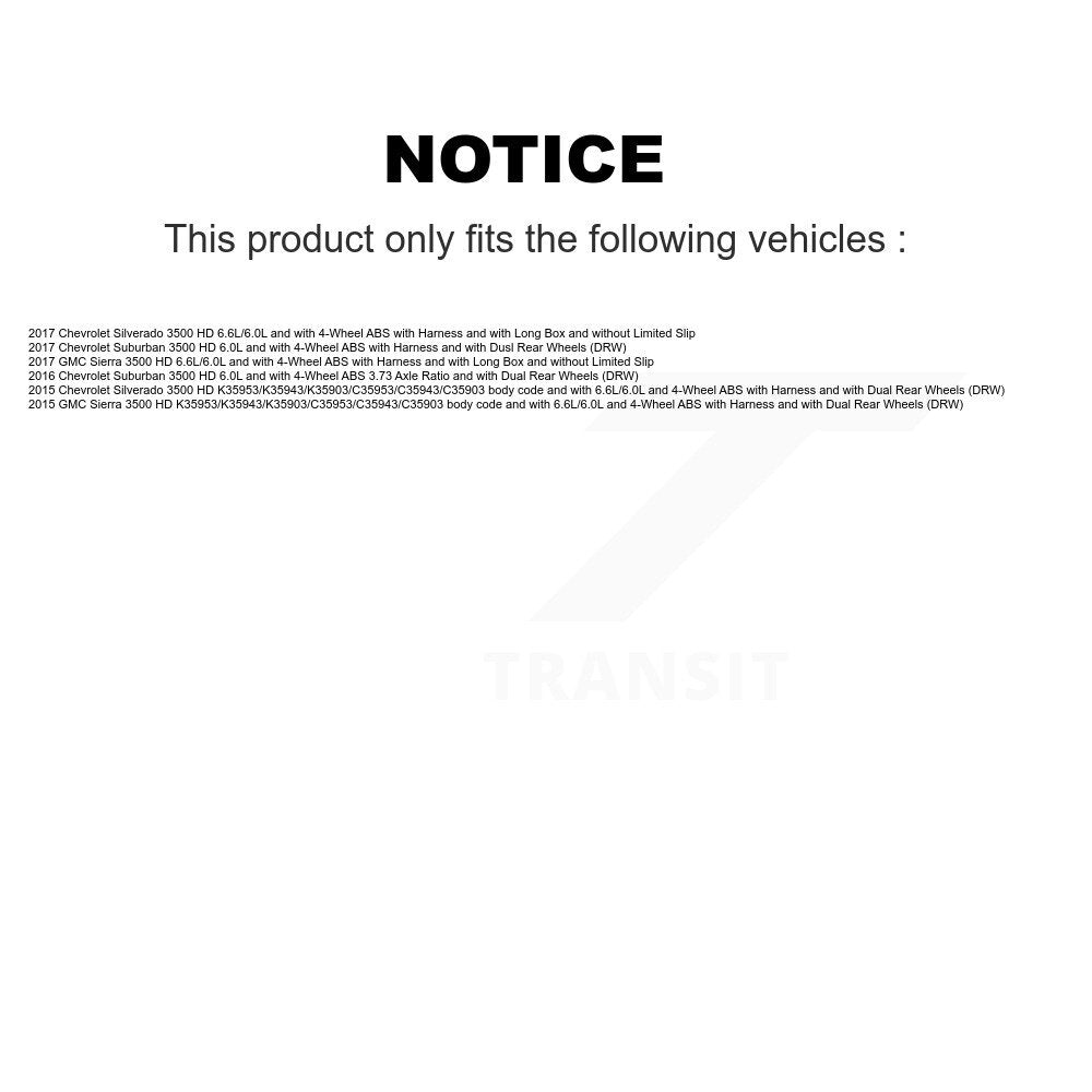 Capteur de vitesse de roue ABS arrière droit, pour GMC Sierra 3500 HD Chevrolet Silverado