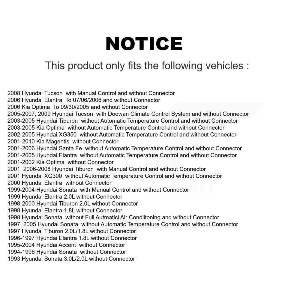 Résistance de moteur de ventilateur HVAC, pour Hyundai Tucson Santa Fe Elantra Tiburon Accent