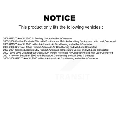 Résistance de moteur de ventilateur arrière HVAC, pour Chevrolet Tahoe GMC Yukon XL 1500 Cadillac