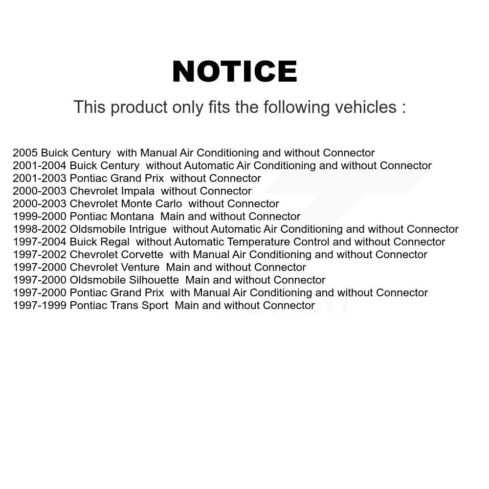Résistance de moteur de ventilateur HVAC, pour Chevrolet Buick Century Corvette Impala Pontiac
