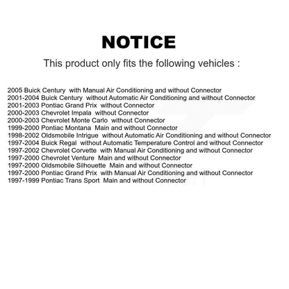 Résistance de moteur de ventilateur HVAC, pour Chevrolet Buick Century Corvette Impala Pontiac