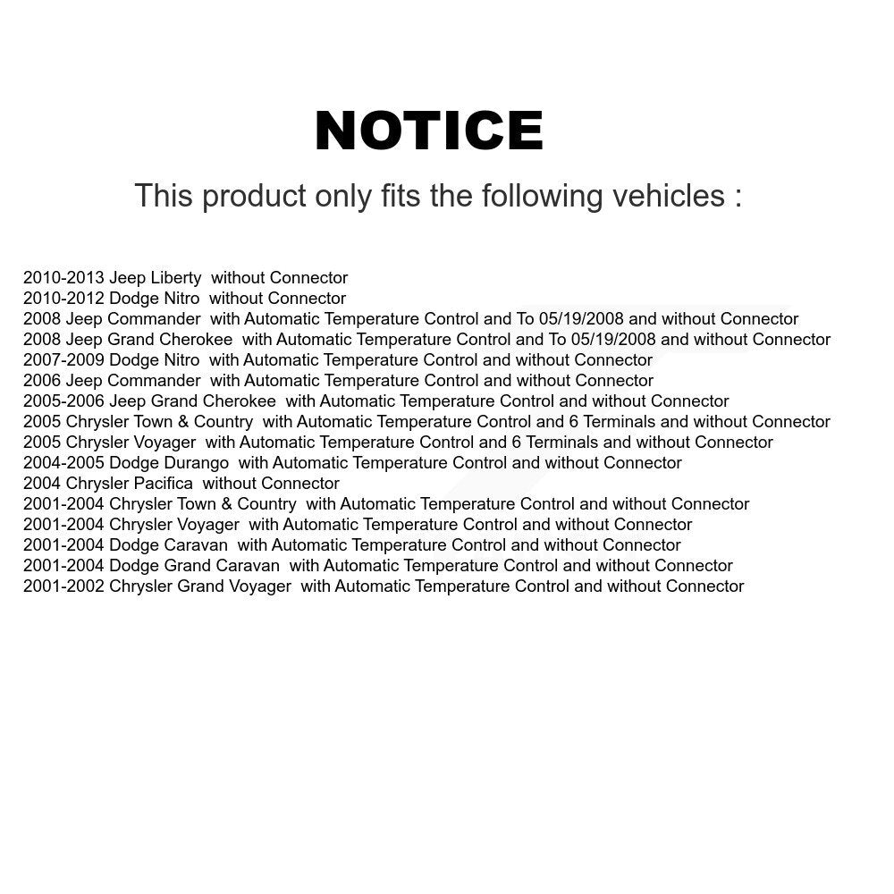 Résistance de moteur de ventilateur HVAC pour Dodge Jeep Grand Cherokee Nitro caravane Liberty